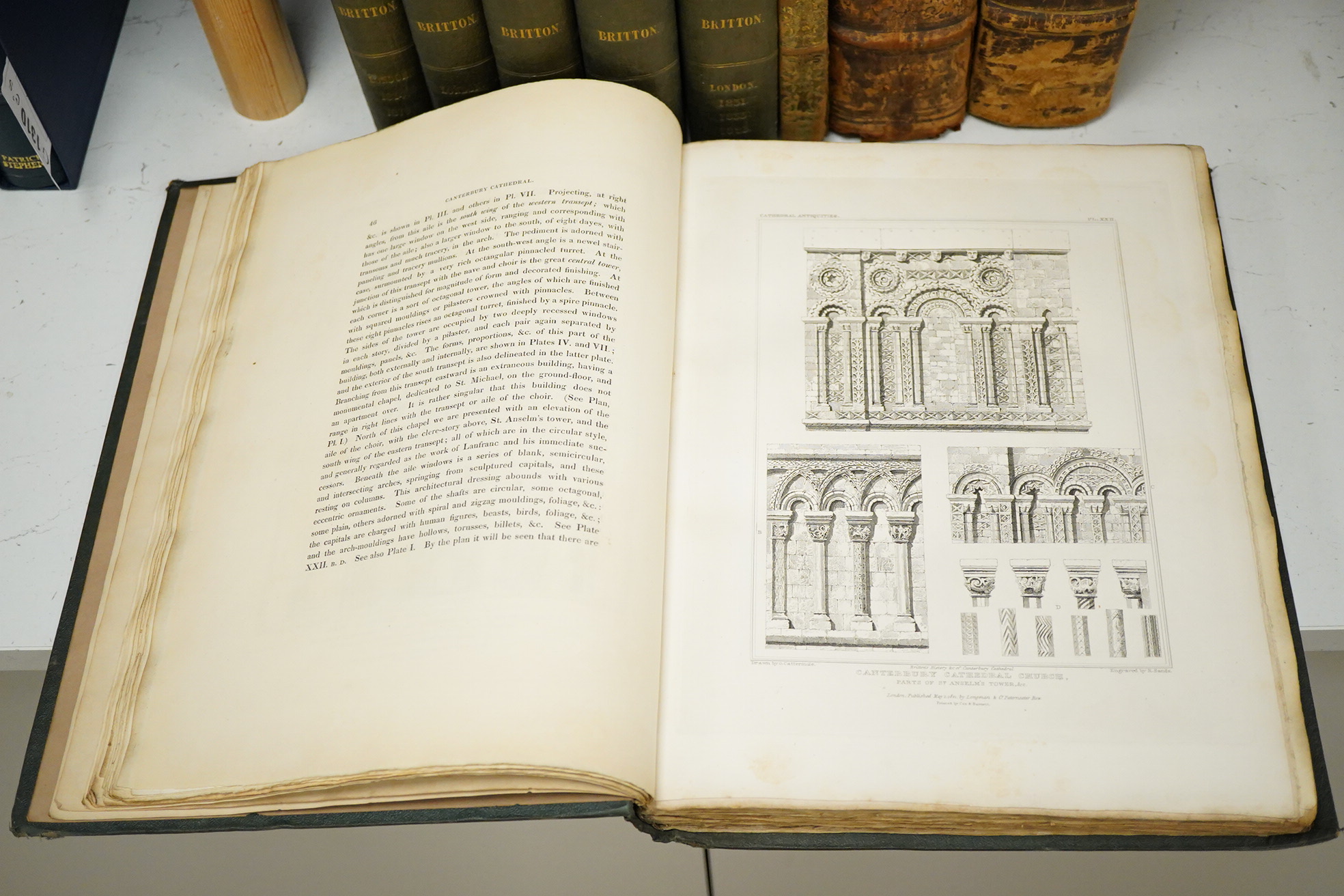 Britton, John - Cathedral Antiquities of Great Britain, 6 vols., comprising (bound together): Canterbury and York; Sailsbury and Norwich; Winchester, Lichfield and Oxford; Wells and Exeter; Peterborough, Gloucester and B